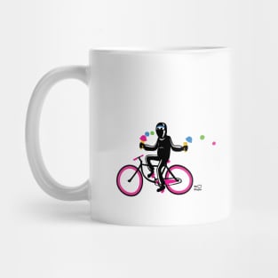 Cute ninja on a pink biking losing the ice cream! Mug